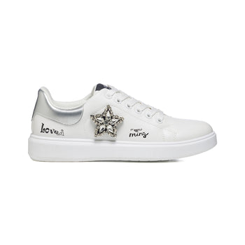 Sneakers bianche con dettaglio argento e applicazione di perline Swish Jeans, Donna, SKU w014000383, Immagine 0